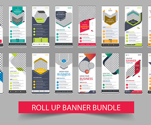Business agency roll up banner design template, EPS File
