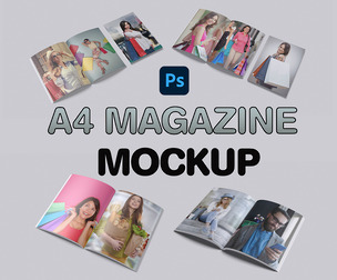 A4 Magazine Mockup, Photoshop PSD Template