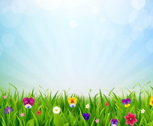 Green Grass Summer Flowers, EPS File