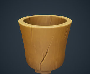 Stylized Wood Vase Low-poly 3D model