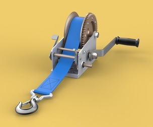MANUAL ROTARY HAND CRANK WINCH HOIST BELT WEBBING STRAP CRANE