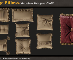 8 Vintage Pillows-Marvelous Designer-Clo3D-ZPRJ-FBX-OBJ