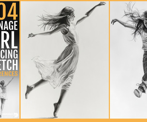 404 Teenage Girl Dancing Pose Sketch