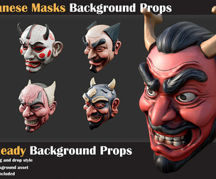 30 Japanese Masks Background Props - VOL 01