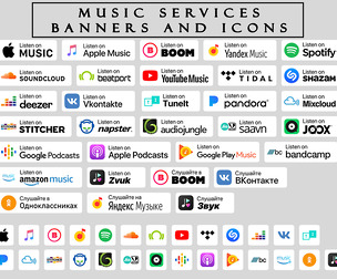 Music Streaming Services Icons , Banners Popular Platforms Providers