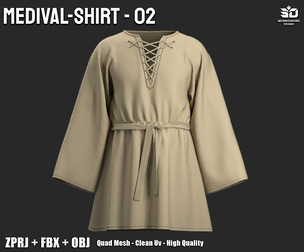 Medival Shirt 02 (Marvelous designer - Clo3d - Zprj-Fbx-Obj)