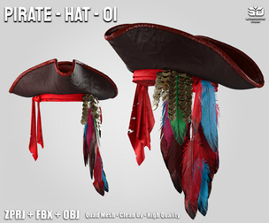 🦜 Pirate Hat 01 - Game Ready 3D Model 🦜