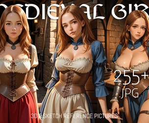 Medieval Girl Reference Images Pack For 3D Modelers and Illustrators / 255+ images