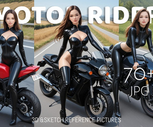 Motor Rider Girl Reference Images Pack For 3D Modelers and Illustrators / 73+ images