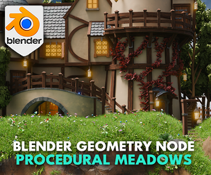 3DT Meadow Grass & Flowers Generator – Blender Geometry Nodes Procedural