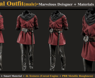 Medieval Outfit- MD-Clo3d-Smart Material-Textures-OBJ-FBX