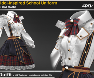 Victorian Idol-School Uniform - Stylish Anime Girl Outfit-3D Pbr dress(obj, fbx, zprj)