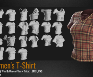 25 Women's T-Shirt PACK (VOL.02). Marvelous Designer/Clo3D project file+OBJ,FBX