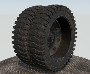 Double wheel black old