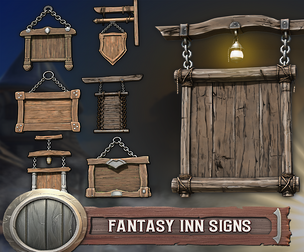 3DT Fantasy Inn Signs – Stylized Hanging Sign Pack