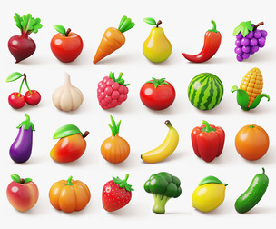Stylized Fruits and Vegetables Pack