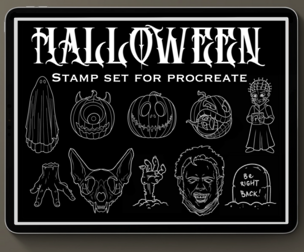 Procreate tattoo brush set, Halloween design builder, Halloween and horror  stamp set