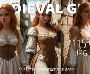 Medieval Girl Reference Images Pack For 3D Modelers and Sketch / 110+ images