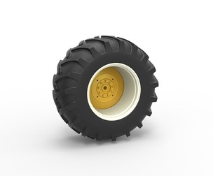 Rear wheel of Vintage Pulling tractor Scale 1:25