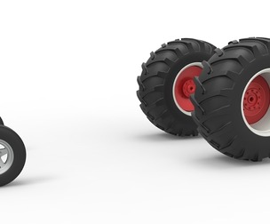 Wheel Set of Vintage Small block Pulling tractor Scale 1:25