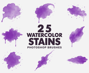 25 Watercolor Stains Photoshop Brushes