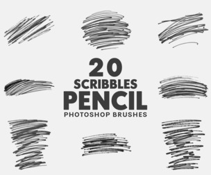 20 Pencil Scribbles Photoshop Brushes