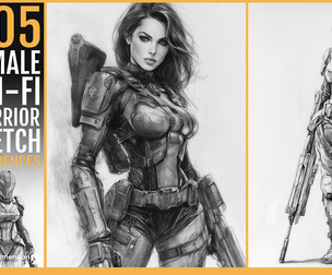 505 Female Sci-fi warrior sketch