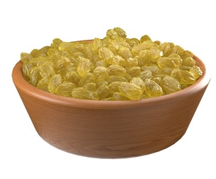 Yellow raisins bowl