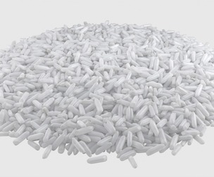 Raw white rice pile
