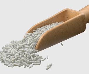 Raw white rice scoop