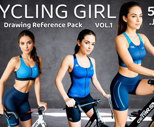 Drawing Reference Pack - Cycling Girl VOL.1 - 52+ Jpg Images