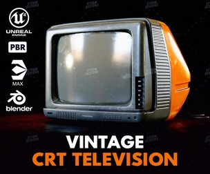 Retro Old Television Prop Low Poly PBR UE Textures