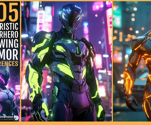 505 futuristic superhero in glowing armor
