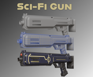 Game-Ready 4K PBR Sci-Fi Gun Asset – UDIM & Single UV Variants (FBX & OBJ)