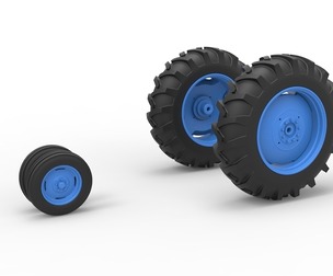 Wheel Set of Vintage Small block Pulling tractor V3 Scale 1:25