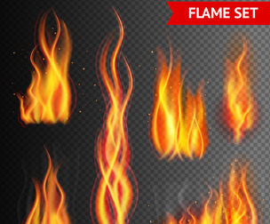 Fire Flame on transparent background, File EPS
