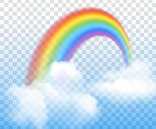 Realistic Rainbow With Clouds, EPS File