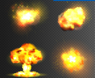 Realistic Explosions, Atomic Bomb, Fireball, Burning, Flammable, EPS File