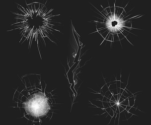 Glass crack, damage on black background, EPS File