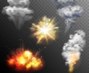Firework explosion, Smoke Clouds, Fire Effects, EPS File