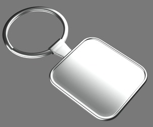 Keychain Four 3D Model key ring with chain