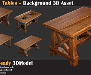 Wooden Table Background 3D Asset - VOL 03