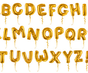 Golden inflatable toy balloons, Gold Foil Balloons Alphabet Font