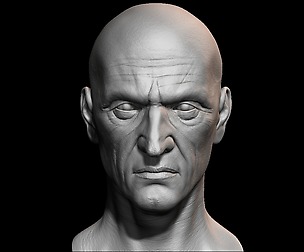High detailed old guy face with UV and low poly