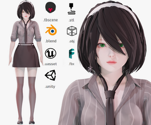 Casual clothes 0020 - Rig - Unreal - Unity - Blender - Animated - Realistic Female Character