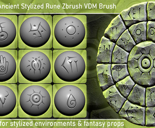 Ancient Rune Toolkit – 180 Stylized Alphas & Zbrush VDM Brushes