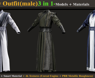 3 in 1 Fantasy Outfit-MD-Clo3d-OBJ- FBX -ZPRJ-Material-Textures