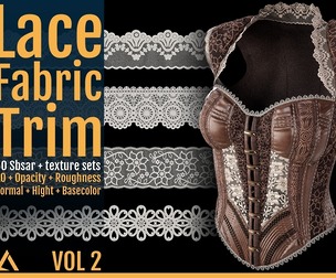 50 Lace Fabric Trim Materials (SBSAR + Textures) - VOL02