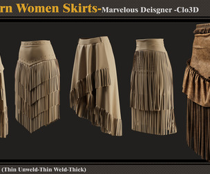 5 Western Skirts-MD-CLo3D-ZPRJ-FBX -OBJ