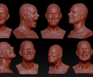 16 3D Scanned Heads with Facial Expressions